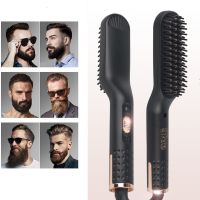 ▽☾ ROFAELEC Portable Beard Hair Straightener Electric Comb Ptc Fast Heating Beard Straightener Brush For Men