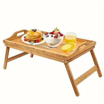 Sofa Tray Table Storage Bamboo Tray Sofa with Leg Tray Foldable Bed TV  Snack Remote Control/Coffee/Snack Armrest Clip-On Tray