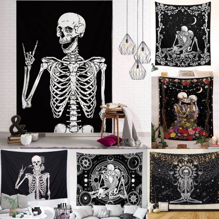 75x58cm-halloween-decor-black-white-simple-skull-print-hippie-skeleton-wall-hanging-witchcraft-wall-tapestry-mandala-wall-art