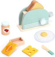 Wooden Simulation Kitchen Toy Set Pretend To Cook Play House Early Education Toy Bread Machine for Kids