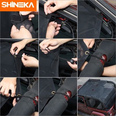 Shineka หลังคารถด้านบนม่านบังแดดป้องกันรังสียูวีซันคุ้มครองปกสุทธิสำหรับรถจี๊ปแรงเลอร์ JK 2007-2017 2ประตูอุปกรณ์เสริมรถ st.yling