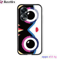 Jizetin สำหรับ A58 OPPO ขนาด4กรัมเคสกระจกนิรภัยขอบนุ่มตาปีศาจน้อยน่ารักเคสกันกระแทกหลังป้องกัน