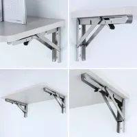 1PCS Folding Shelf Brackets Heavy Duty Stainless Steel Collapsible Shelf Bracket For Table Work Space Saving DIY Bracket