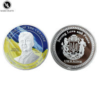 ประธานาธิบดียูเครน Zelensky Coin Relief งานฝีมือสามมิติชุบเงิน Challenge Coin Collection Gift-iodz29 shop