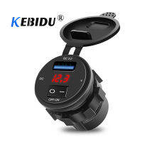 KEBIDU 12โวลต์-24โวลต์ชาร์จไฟในรถ USB ที่มีไฟ Led อะแดปเตอร์รถซ็อกเก็ตแยกสวิทช์สำหรับ QO3.0สำหรับรถ