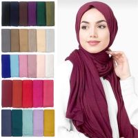 【YF】 2021 Hot Selling Modal Cotton Jersey Hijab Scarf High Quality Stretch Muslim Scarves Women Plain Headband Foulard Wrps 170x55cm