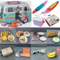 Food Accessories Projector for American 18 Girl Doll Joss From VW Bus Surfboard Luggage Suitcase Dollhouse Playset Xmas Toys