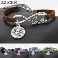 Fashion Ethnic Ancient Egypt Totem Round Eyes of Horus Charms Lucky Women  39;s Egyptian Eyes Love Infinity Leather Bracelets 【hot】qju686