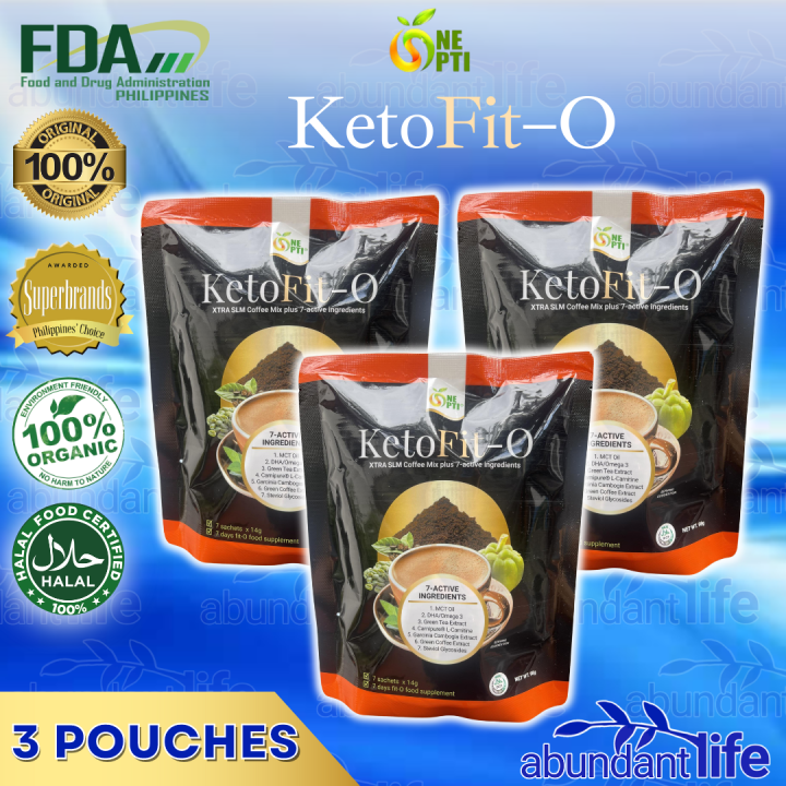 3 Pack One Opti KETOFITO XTRA SLM COFFEE MIX 7ACTIVE INGREDIENTS 7