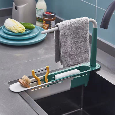 Kitchen escopic Sink Shelf Sink Organizer Soap Towel Sponge Rack Drain Rack Storage Basket Dishwashing Cloth Storage Rack