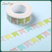 SHUKEYI 1.5เซนติเมตร 10เมตร เทป Washi ธงมีสี การตกแต่ง DIY เทปกาวติดแน่น คุณภาพสูงมาก เครื่องเขียนสเตชันเนอรี เทปกาวติด