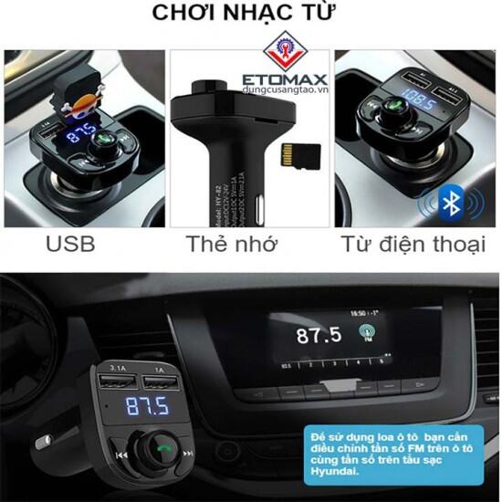 Bluetooth - fm music car hyundai hy-82 siêu đa năng - ảnh sản phẩm 5