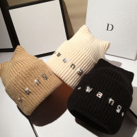 Winter Diamond Women Autumn Beanie Hat Female Knitted Beanies Hats for Kids Rhinestone Skullcap Girls Solid Bonnet Gorro