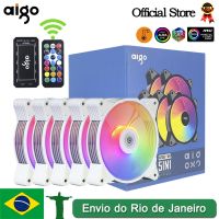 Laquitalo Aigo AR12สีขาวระบายอากาศพัดลม RGB 120มม. ชุดเคสคอมพิวเตอร์เกมส์พีซีพัดลมระบายความร้อน12ซม. ปรับความเร็ว12V A พัดลม RGB S Ventoinha