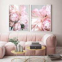 ♈☬ Peony สไตล์นอร์ดิก Wall Art ผ้าใบพิมพ์โปสเตอร์ดอกไม้ภาพวาด Minimalist สแกนดิเนเวียนตกแต่งภาพตกแต่งห้องนั่งเล่น