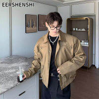 EERSHENSHI แจ็กเก็ตใส่ทำงานอเมริกาแบบย้อนยุคระดับไฮเอนด์สำหรับเสื้อคลุมสั้นคู่รักลำลอง