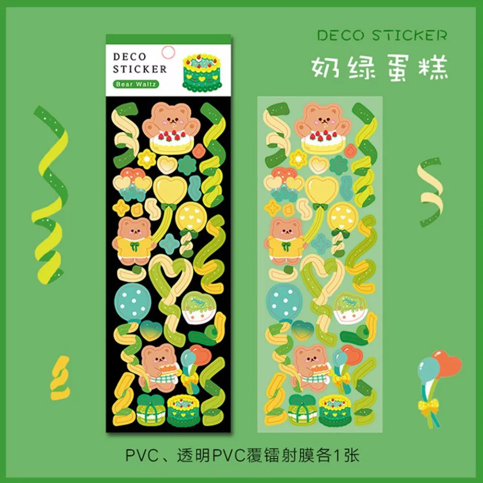 2 Sheets/lot Cute Cartoon Bear Ribbon Stickers For Scrapbook Confetti  Decoration DIY Bling Sticker for