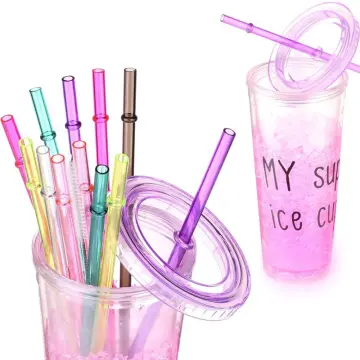 Striped Reusable Straw Reusable Straw colorful 9 Inch Hard Plastic Straw  reusable Straw plastic Drink Pouch and Tumblers Straws 