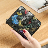 characteristic pattern printing Embossing womens wallet Genuine leather zipper short multi Card Wallet Clutch Purse