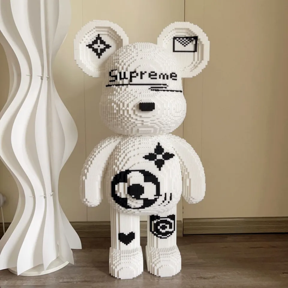 Kids gift Supreme compatible LEGO brick e super white violent bear puzzle  building bricks living room ornaments men and women welcome consultation