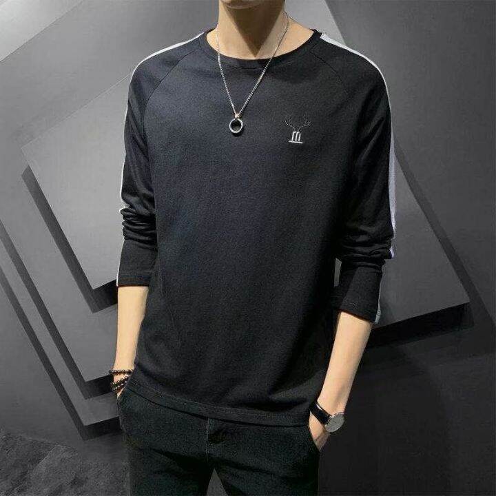okamoto-ใหม่แขนยาวเสื้อยืดผู้ชายฤดูใบไม้ร่วงเสื้อยืดนักเรียนป่าฤดูใบไม้ผลิและฤดูใบไม้ร่วงเสื้อยืดเสื้อ-bottoming-เสื้อผู้ชายเสื้อเชิ้ตแขนยาวหลวม-เสื้อแขนยาวชาย90-เสื้อแขนยาวฮิต
