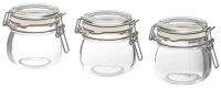 KORKEN Jar with lid, clear glass, 13 cl/3 pieces (คอร์เก้น โถมีฝาปิด, แก้วใส, 13 ซล./3 ขวด)