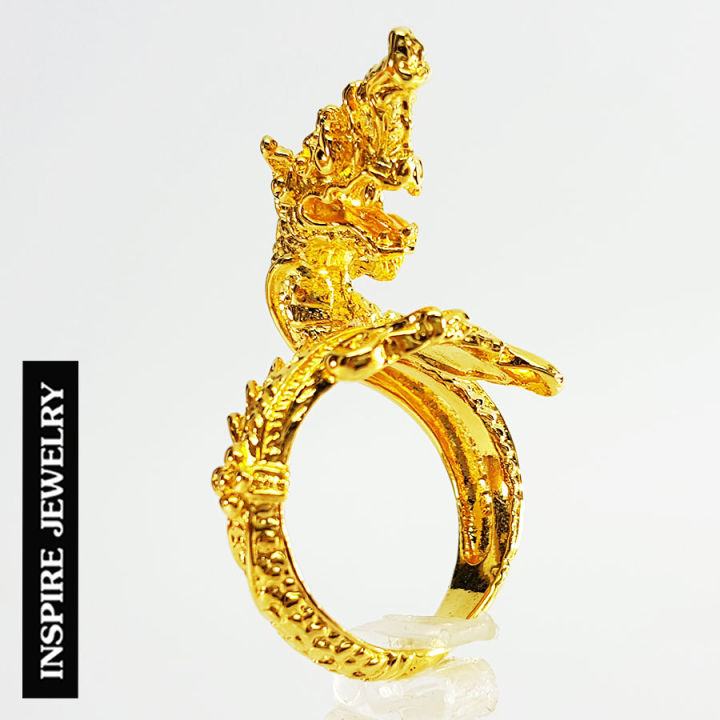 inspire-jewelry-แหวนพญานาค-ตัวเรือนหุ้มทอง100-รุ่นนิยมสำหรับดารานักแสดง-นำโชค-เสริมดวง-พร้อมถุงกำมะหยี่