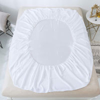 Waterproof Fitted Sheet Solid Color Mattress Cover With Four Corners Elastic Air-Permeable Queen Size Sheet Bed Protector Topper