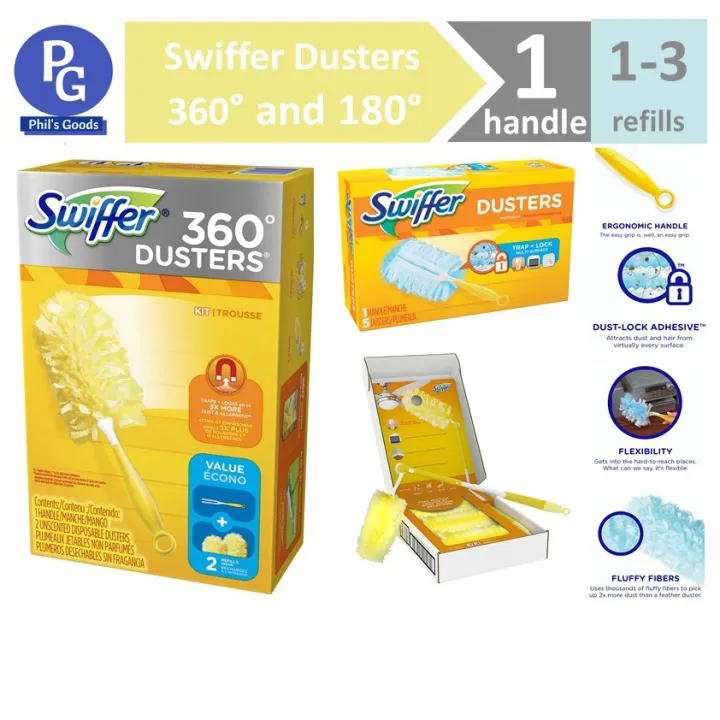 Swiffer Dusters Dusting Starter Kit 360°180°, 1 Handle 2 Duster Heavy