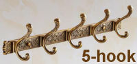 Hotaan Antique Brass Robe Hook Wall Mount Towel Holder Bathroom Accessories Organizer Luxury Clothes Hook Rack YT-3012