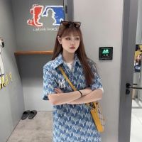Korean trendy brand MLNYB womens geometric presbyopic denim dress embroidery loose casual 23 summer new