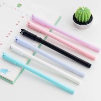 5Pcs Set Cute Cat Gel Pen 0.5 Mm Black Korea Stationery Signature Pen Full Needle Smooth Writing Stationary Supplies