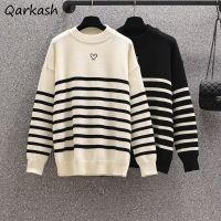 Pullovers Women S-3XL Vintage Sweater Japanese Style Loose Striped Design O-neck Knitted Autumn All-match Jumpers Harajuku New