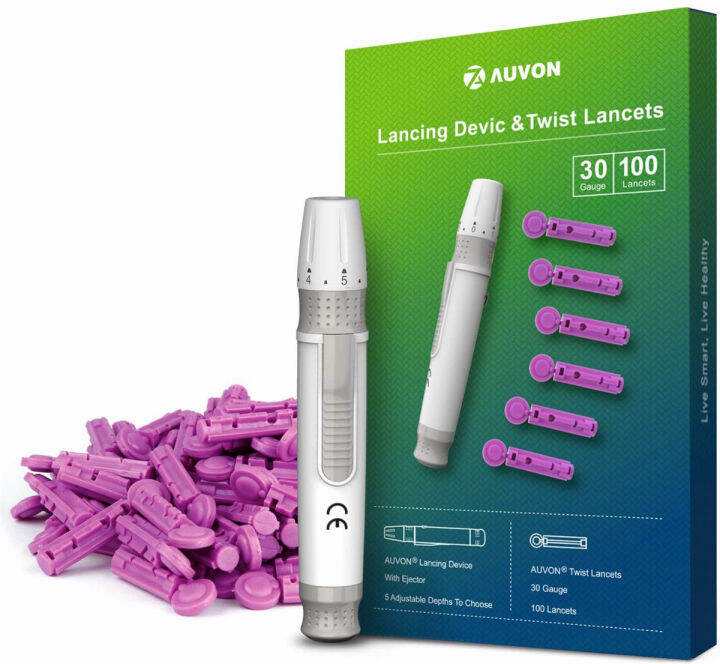 Auvon Lancing Device With Less Pain Design Blood Sample Pen And Twist