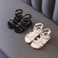 ✼ Childrens Sandals Womens Summer 2022 New Style Baby Soft-Soled Toddler Shoes Little Girls Princess Rivets Roman
