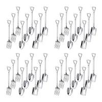 36 Pieces Shovel Spoon Fork Shovel Coffee Spoon Shovel Handle Dessert Spoon Ice Cream Spoon Shovel Shape Fork Fruit Fork