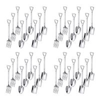 36 Pieces Shovel Spoon Fork Shovel Coffee Spoon Shovel Handle Dessert Spoon Ice Cream Spoon Shovel Shape Fork Fruit Fork