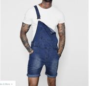 Fashion Mens Summer Denim Mini Jumpsuit Shorts Streetwear Brace Jeans Romper Pants