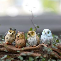 feibeinan66 Chic Garden Owl MOSS Terrarium ตกแต่งโต๊ะงานฝีมือบอนไซสัตว์ขนาดเล็ก DIY