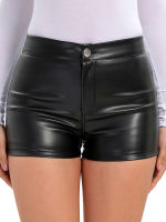 KKWomen S Black Gothic กางเกงขาสั้นเอวสูงแน่นเซ็กซี่ยืดหญิงสบายๆกางเกงขาสั้น Punk Dance Slim Bodycon Shortsq11