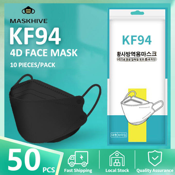 MASKHIVE 50PCS KF94 Mask 3D Fish Mouth Face Mask Disposable Earloop
