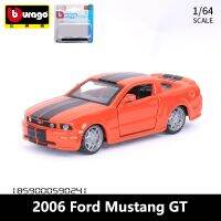 Bburago 1:64ฟอร์ดรุ่น Mustang GT หุ่นอัลลอยรถมินิ Diecasts &amp; เด็กของเล่นยานพาหนะของเล่นของขวัญ Hiasan Mobil สำหรับเด็ก