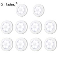 5 10pcs LED Sensor Night Light PIR Infrared Motion Bulbs Auto On and Off Closet Battery Power For Home Wall Lamp Cabinet Stair Night Lights