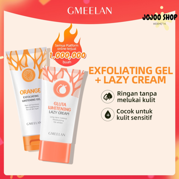 Gmeelan Exfoliating Gel Face Eksfoliasi Wajah 50g Dan Lazy Cream 30g
