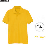 เสื้อโปโล เสื้อคอปกชาย/หญิง แขนสั้น POLO ผ้าCOTTON มีกระเป๋าหน้า (สีเหลือง) HONEY BIRD