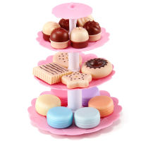DIY Pretend Play Kitchen Toy Simulation Cake Food Plate Tower Assembled Model Set Birthday Gifts Toys For Children Kids Girl