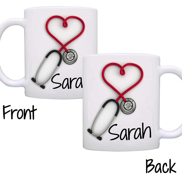 พยาบาลและแพทย์ของขวัญส่วนบุคคลแก้ว-แก้วกาแฟหูฟังแก้วของขวัญตลกและไม่เหมือนใครพิมพ์ทั้งสองด้าน