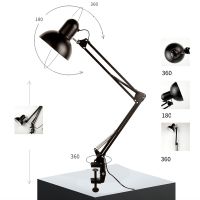 Hot Home โคมไฟตั้งโต๊ะพร้อมแคลมป์ยืดหยุ่น LED โคมไฟตั้งโต๊ะขา Swing Arm Clamp Mount Study โคมไฟอ่านหนังสือสำหรับ Home Office Studio