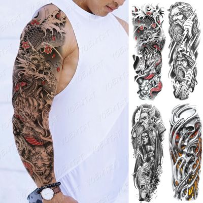 【YF】 Large Arm Sleeve Tattoo Japanese Dragon Prajna Waterproof Temporary Tatto Sticker Mechanical Body Art Full Fake Tatoo Women Men