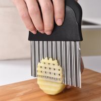 Potato Cutter Chips French Fries Chopper Maker Peeler Wave Cut Dough Fruit Vegetable Knife Serrated Blade French Fry Maker Tools Graters  Peelers Slic